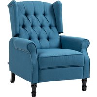 Homcom Linen Manual Recliner Armchair With Footrest - Blue
