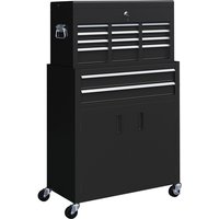 Homcom Metal Tool Chest & Roller Cabinet Combo On Wheels - Black