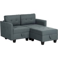 Homcom Dark Grey Fabric Modular Sectional Sofa With Integrated Storage