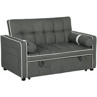 Homcom Linen-look 2-seater Sofa Bed Recliner With Adjustable Backrest & Wheels - Charcoal Grey