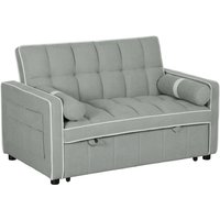 Homcom 3-in-1 Pull-out Sofa Bed Recliner | Double Bed | Adjustable Backrest | Linen-look Upholstery | Light Grey