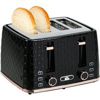 Homcom Four-slice Toaster - Black Honeycomb, 7 Browning Levels, 1600w