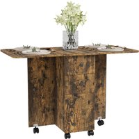 Homcom Drop Leaf Folding Dining Table With Drawers, Rustic Brown, 120cm