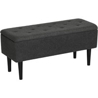 Homcom Dark Grey Ottoman Storage Box With 47l Capacity - 85cm X 28cm Internal