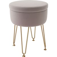 Homcom Velvet-feel Footstool Storage Ottoman - Light Pink, 5l Capacity