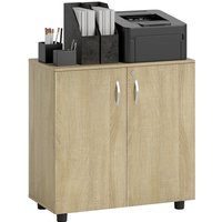 Vinsetto Oak 2-tier Locking Office Storage Cabinet - 2 Keys Included