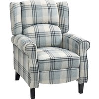 Homcom Checked Linen-feel Recliner Chair With Padded Armrests - Grey