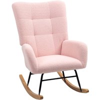 Homcom Teddy Fleece Rocking Chair - 90°-115° Recline, Wooden Feet, High-density Foam