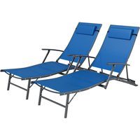 Outsunny Texteline Mesh Recliner Chair - Four-level Adjustable, Foldable, Removable Pillow