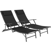 Outsunny Adjustable Recliner Outdoor Chair - Foldable Texteline Mesh Lounger With Head Pillow