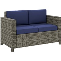 Outsunny Rattan Loveseat Outdoor Double Seat Sofa - Comfortable Relaxation For Gardens