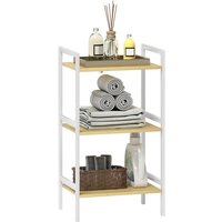 Homcom Bamboo Bathroom Storage Shelf - 3 Tier Adjustable Rack 120cm
