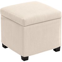 Homcom Corduroy Ottoman Storage Box With Removable Lid - 84l Capacity, Beige