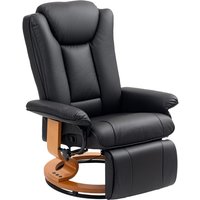 Homcom Faux Leather Swivel Recliner Armchair With Footrest - Black