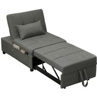 Homcom 4-in-1 Pull Out Sleeper Chair Bed - Chaise, Recliner, Footrest, 182cm Bed - Charcoal Grey