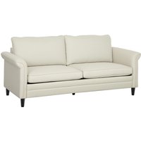 Homcom Linen-feel Fabric Three Seater Sofa - Cream - 50cm Deep Seats