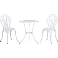 Outsunny Vintage Tulip Cast Aluminum 3pc Bistro Set - White