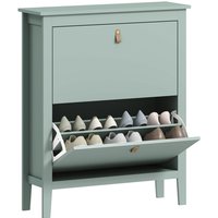 Homcom Green 2-drawer Flip Shoe Cabinet - Stores Up To 14 Pairs - Slim Hallway Storage