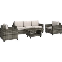 Outsunny Grey Plastic Wicker Modular Garden Sofa Set 5 Seater - Light Grey