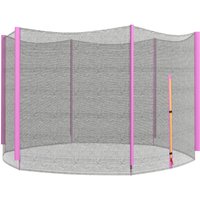 Sportnow 305cm (10ft) Trampoline Safety Net Replacement - 6 Straight Poles, Weatherproof Polyethylene With Zipped Door