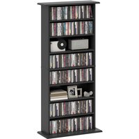 Homcom Particle Board Cd Dvd Blu-ray Storage Tower Unit With 16 Shelves - Black