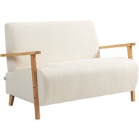 Homcom Sherpa Fabric 2-seater Loveseat Sofa - Cream