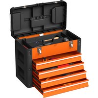 Homcom Steel Toolbox With 4 Drawers & Removable Tray - Orange, Large