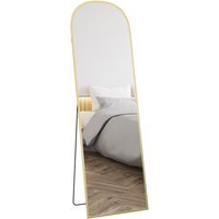 Homcom Aluminium Alloy Full Length Mirror, Gold, Shatterproof, Leaning/hanging