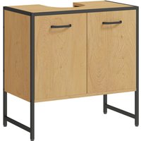 Homcom Oak Effect Under Sink Cabinet With U-shaped Cut-out 20 X 20 Cm - Soft-close Doors