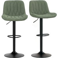 Homcom Adjustable Height Bar Stools Set Of 2, 60-80cm, Linen-look Green