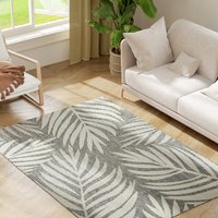 Homcom Polypropylene Flat-woven Leaf Pattern Rug - Grey
