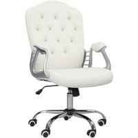 Vinsetto Velvet-feel Office Chair With Diamantes & Adjustable Tension - Cream White