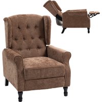 Homcom Linen-look Recliner Armchair With Footrest - Brown
