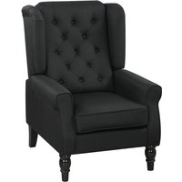 Homcom Fabric Wingback Armchair - Black, 160kg Weight Capacity