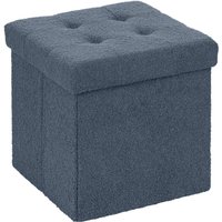 Homcom Foldable Velvet Storage Ottoman - 38 X 38 X 38 Cm, Blue