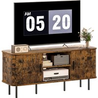 Homcom Rustic Brown Tv Unit For Living Room - 55 Inch Tv Capacity - 2 Open Shelves & 2 Cupboards