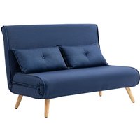 Homcom Click-clack 2 Seater Sofa Bed With 5 Recline Angles & 2 Pillows - Dark Blue