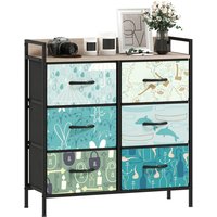Homcom Fabric Drawer Chest Of Drawers - Blue