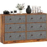 Homcom 4-drawer Fabric Chest Of Drawers - Grey & Rustic Brown Mdf Steel