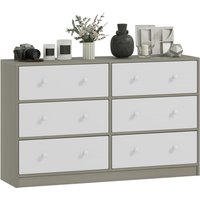 Homcom 4 Drawer Fabric Chest Of Drawers - Grey & Rustic Brown Wood-effect - Mdf & Steel Frame