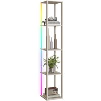 Homcom Oak Rgb Led Floor Lamp With Shelves & Remote Control - 120cm