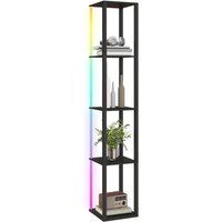 Homcom Rgb Led Floor Lamp With Shelves & Remote Control - Black