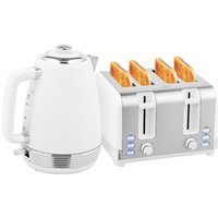 Homcom 1.7l 3000w White Kettle & 4 Slice Toaster Set - Quick Boil, 7 Shade Settings