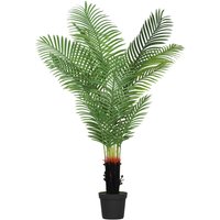 Homcom 150cm Artificial Areca Palm Tree With Lifelike Pe Leaves & Flocked Trunk