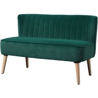 Homcom Velvet-feel Two-seater Sofa - Green, Solid Wood Frame, Thick Foam Padding