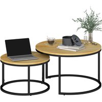 Homcom 2 Pcs Nesting Coffee Tables With Wood-effect Tops & Steel Frame - Natural