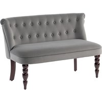 Homcom Velvet-feel Two-seat Lounger Sofa With Wood Frame, Charcoal Grey