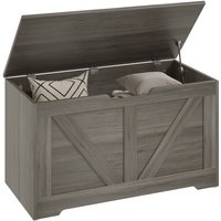 Homcom 100l Particle Board Storage Trunk With 2 Safety Hinges - Charcoal Grey, 80cm
