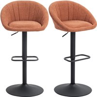 Homcom Adjustable Height Swivel Bar Stools Set Of 2 - Orange 62-82cm