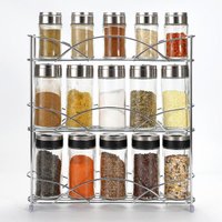 Vinsani 3-tier Spice Rack Organiser For Jars & Bottles - Freestanding Silver